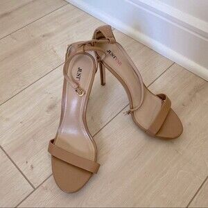 JustFab Shoes Heels Rosey Tan Light Brown Beige Ankle Strap Open Toe Neutral 8
